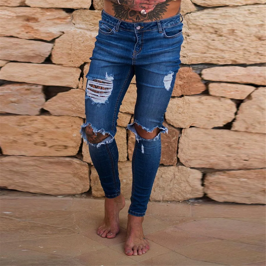 Solid Low Waist High Elastic Jeans