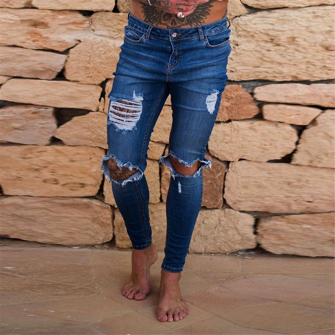 Solid Low Waist High Elastic Jeans