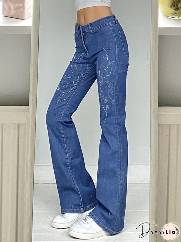 Low-rise Wide-leg Flared Jeans