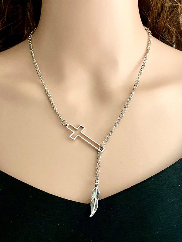 Vintage sunflower cross necklace