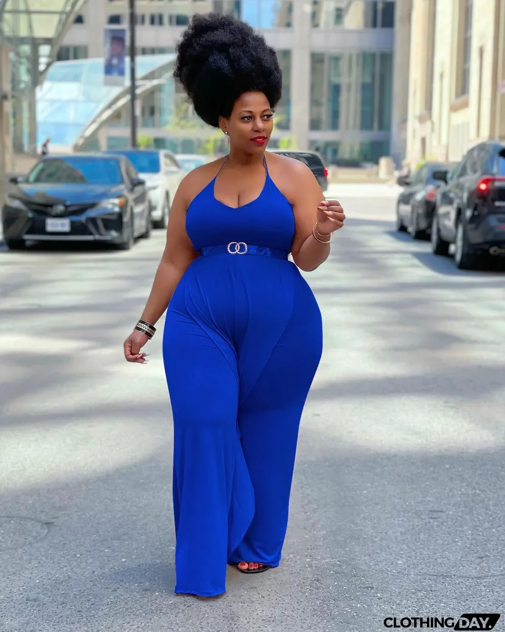Plus Size Women's Solid Color Sexy Sling Ruffle Drape Jumpsuit