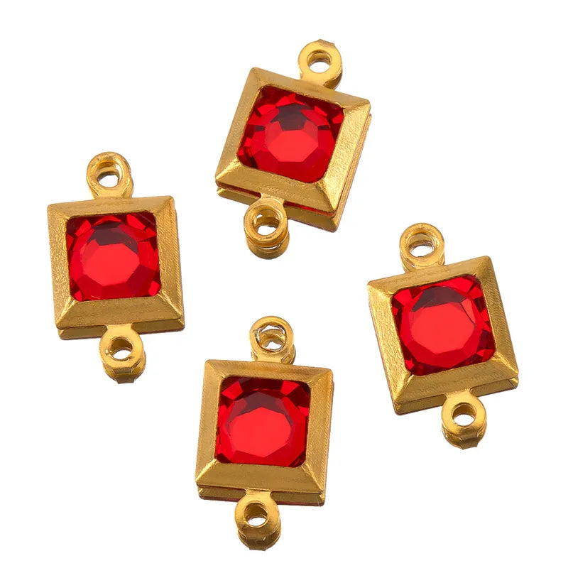 10 PCS/Package 6.5*11.5mm 304 Stainless Steel Zircon Square Pendant Jewelry Accessories