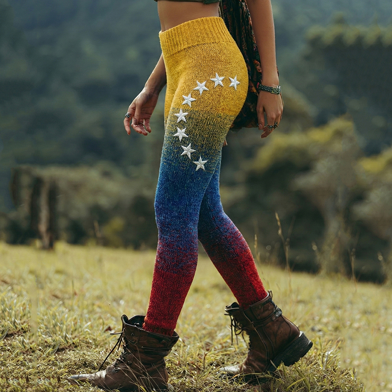 Women's Vintage Support Venezuela Color Block Leggings artswardrobe