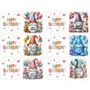 6Pcs Diamond Painting Birthday Gnome Diamond Painting Greeting Card for Adults Beginners