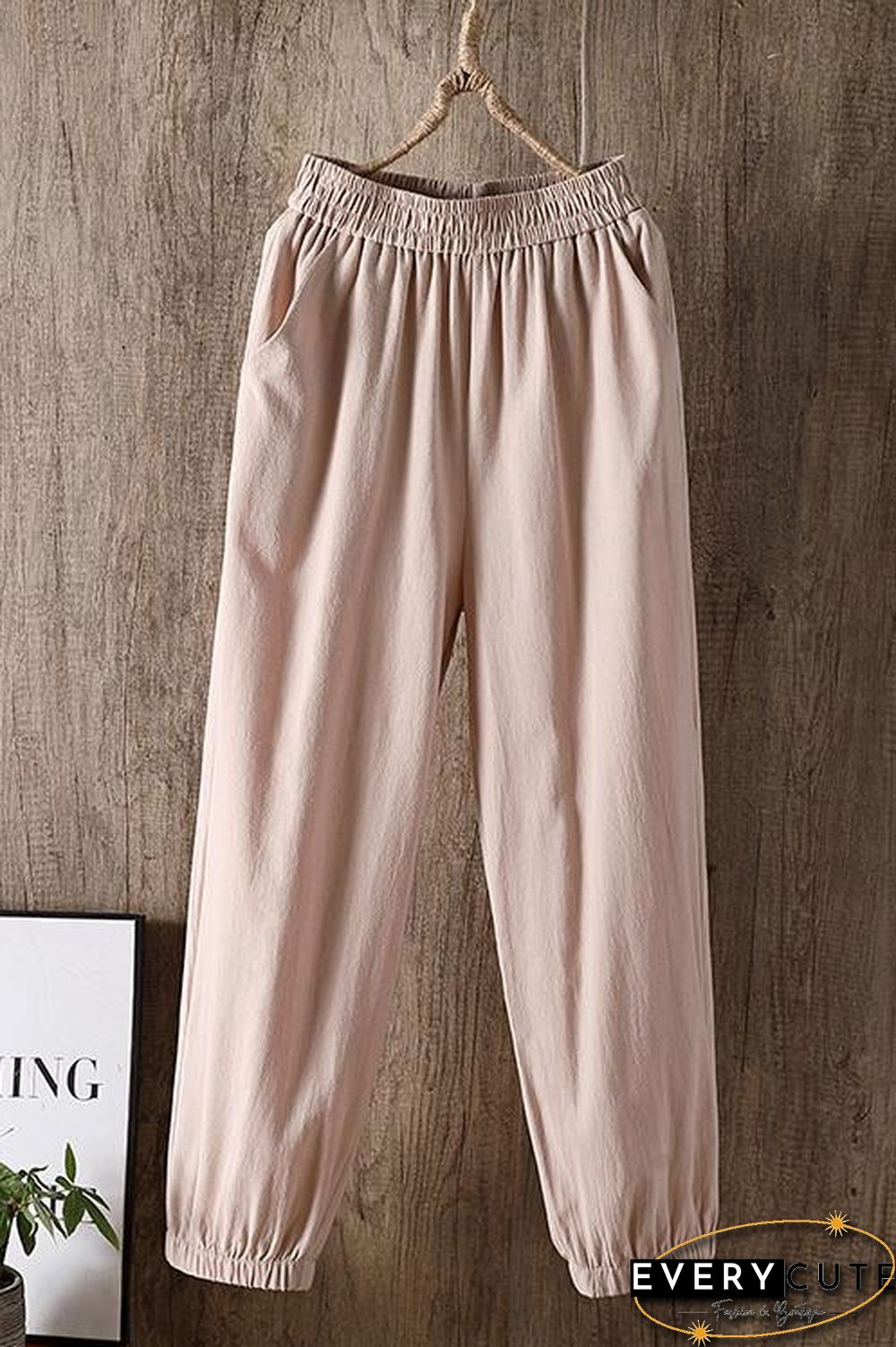 Solid Linen Pockets Jogger