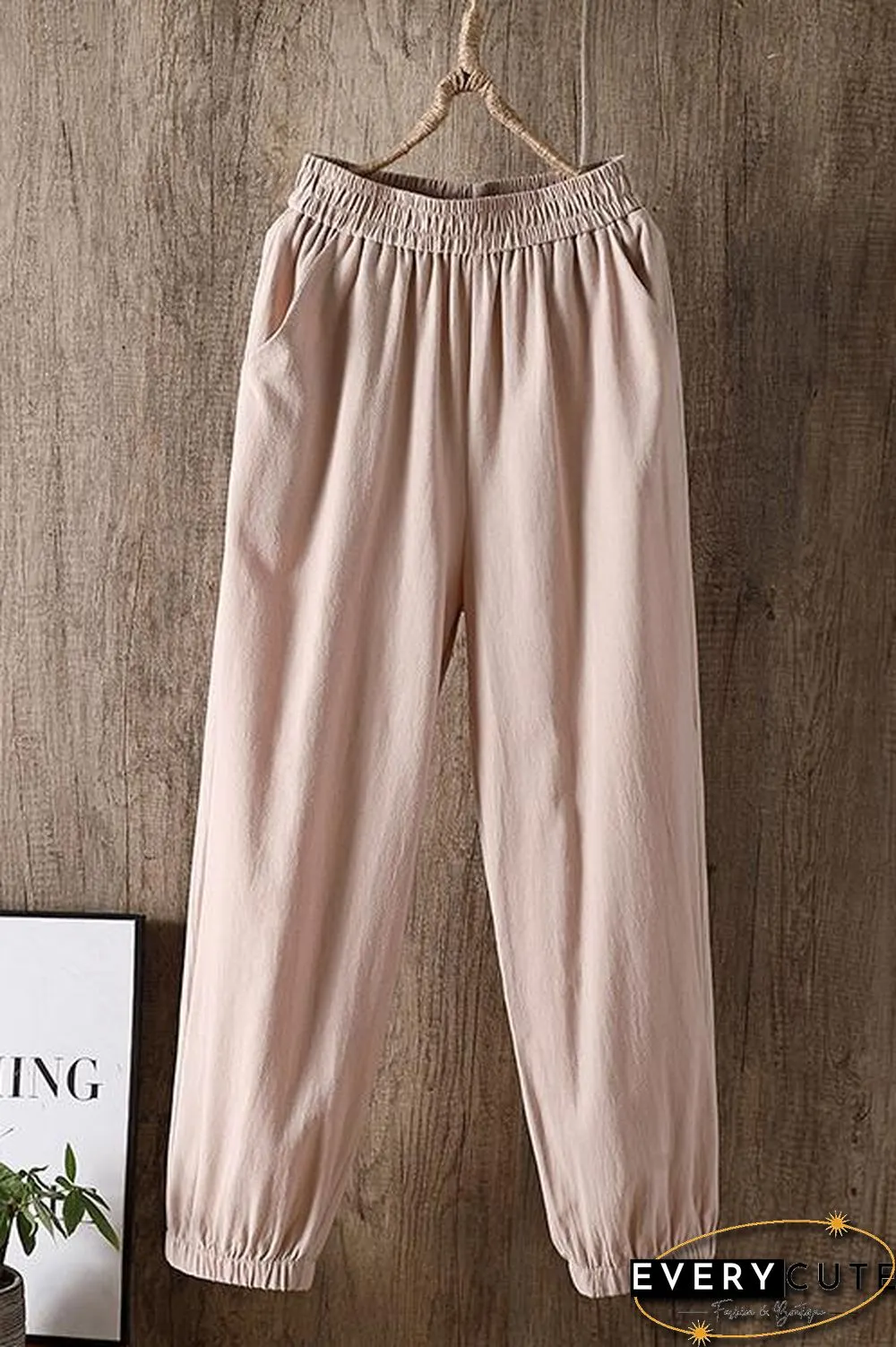 Solid Linen Pockets Jogger