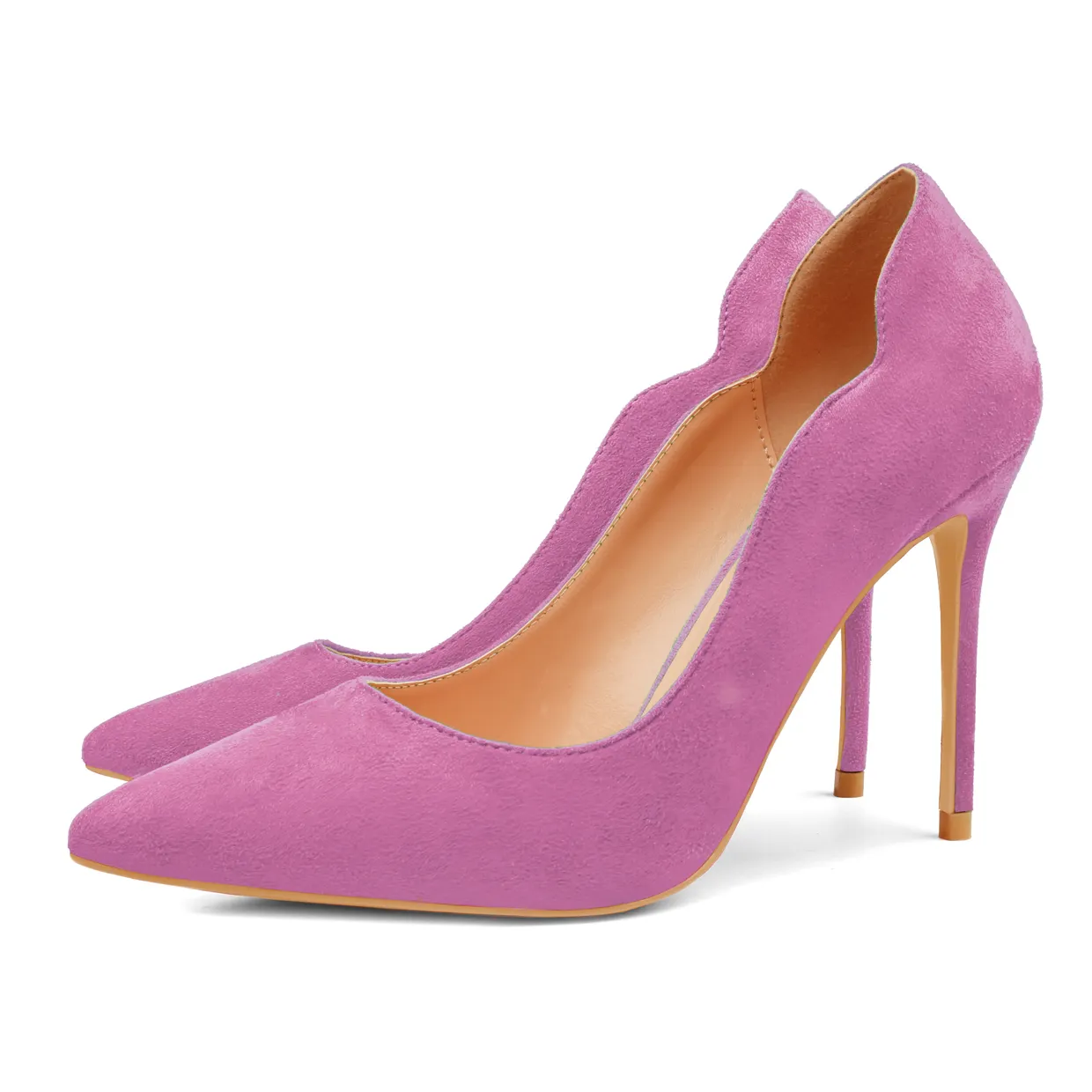 10CM/4 inch Women's High Heels for Party Wedding V-Shaped Suede Pumps