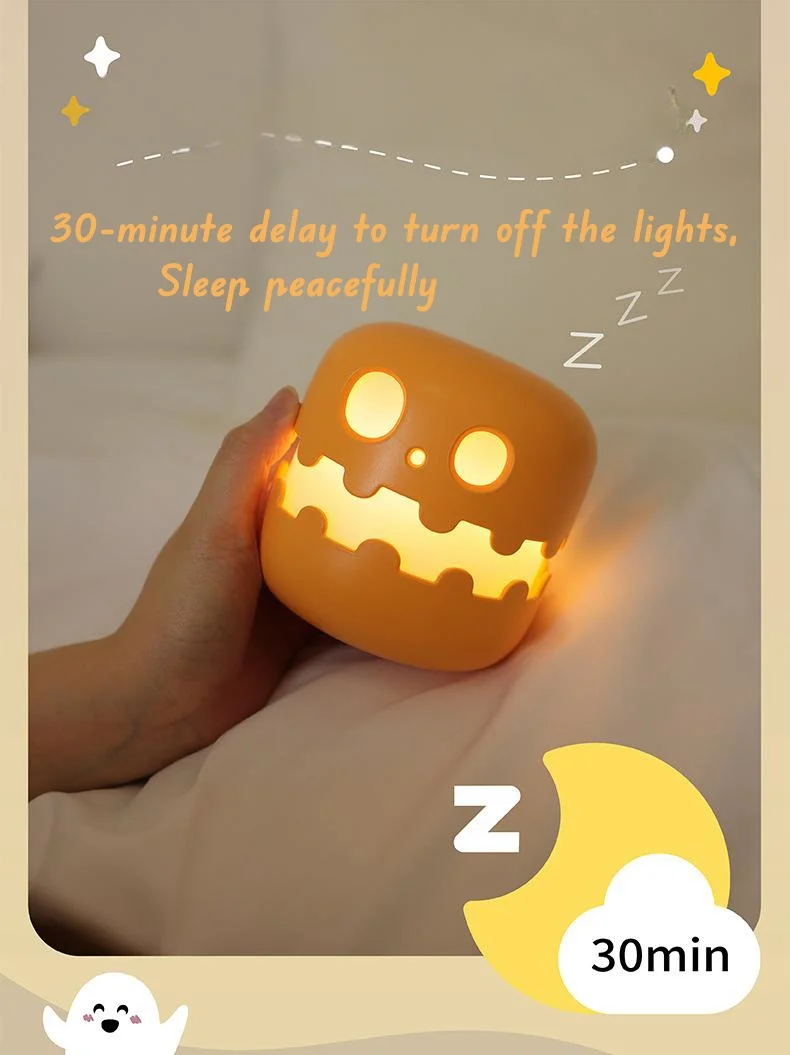 Pumpkin Night Light LED Stepless Dimming Children's Eye Protection Timing Sleeping Night Light Funny Halloween Gift