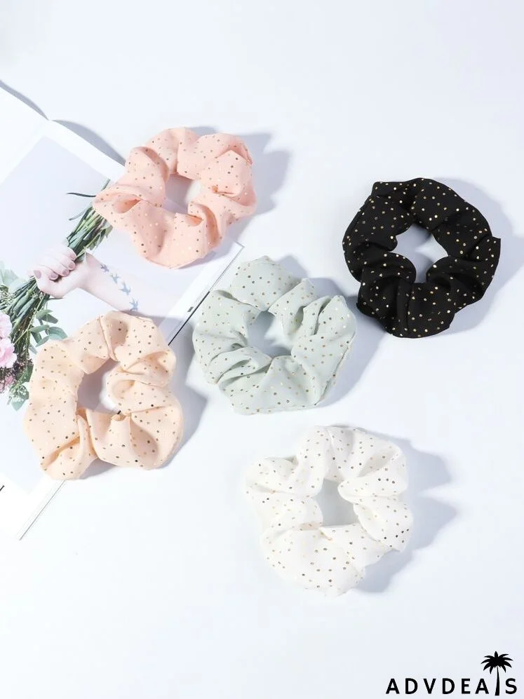 5pcs Polka Dot Print Scrunchie