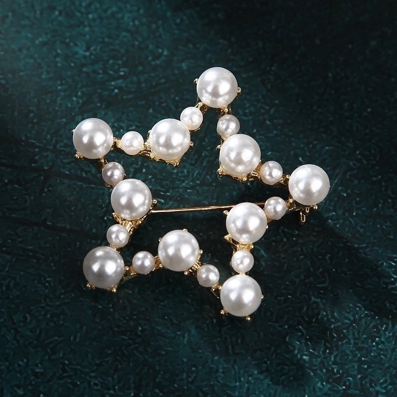 Elegant Pin Star Flower Snowflake Imitation Pearl Alloy Rhinestone Women’S Brooches