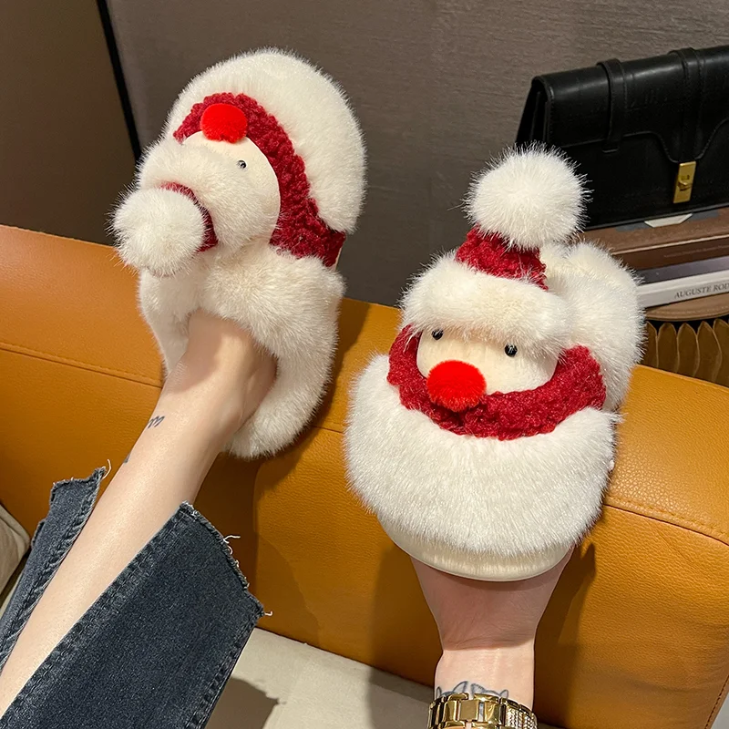 Cartoon snowman Christmas plush slippers