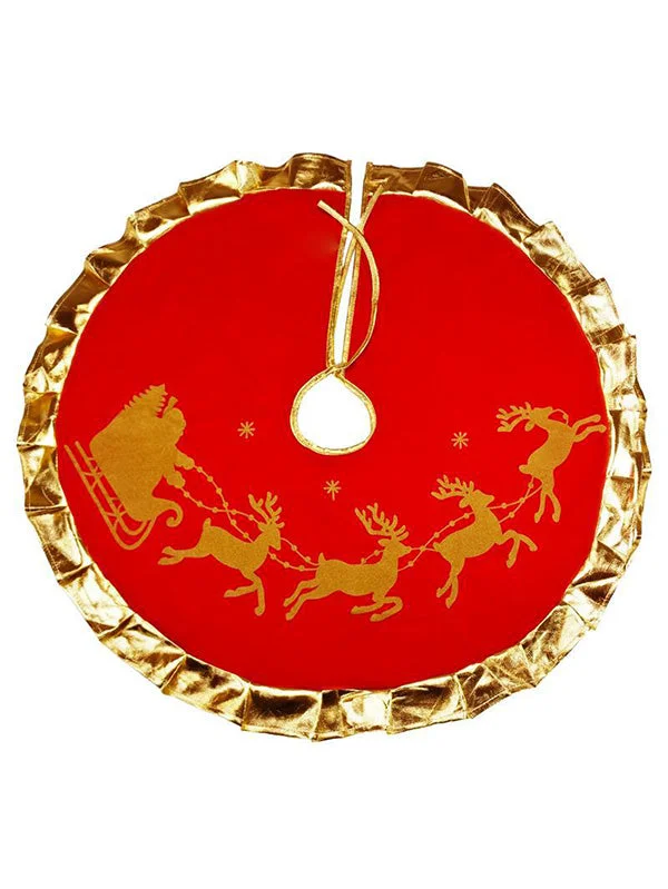35.4Inches Deer Cart Red Christmas Tree Skirt-elleschic