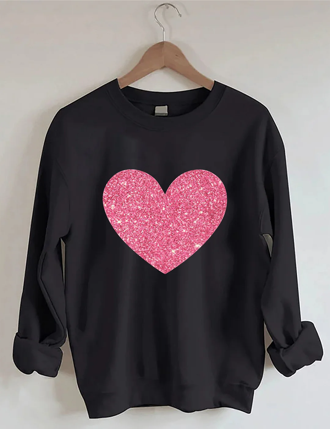 Valentine&rsquo;s Day Glitter Heart Sweatshirt