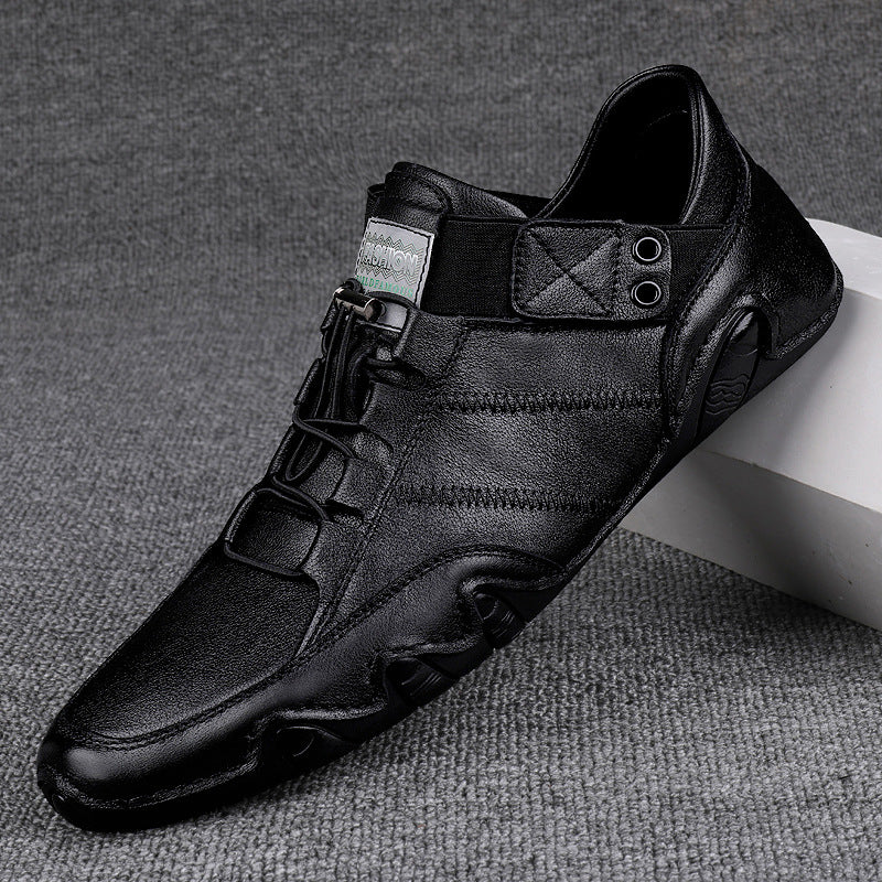 Spring Men Leather Upper Handmade Flat Shoes mumuwear