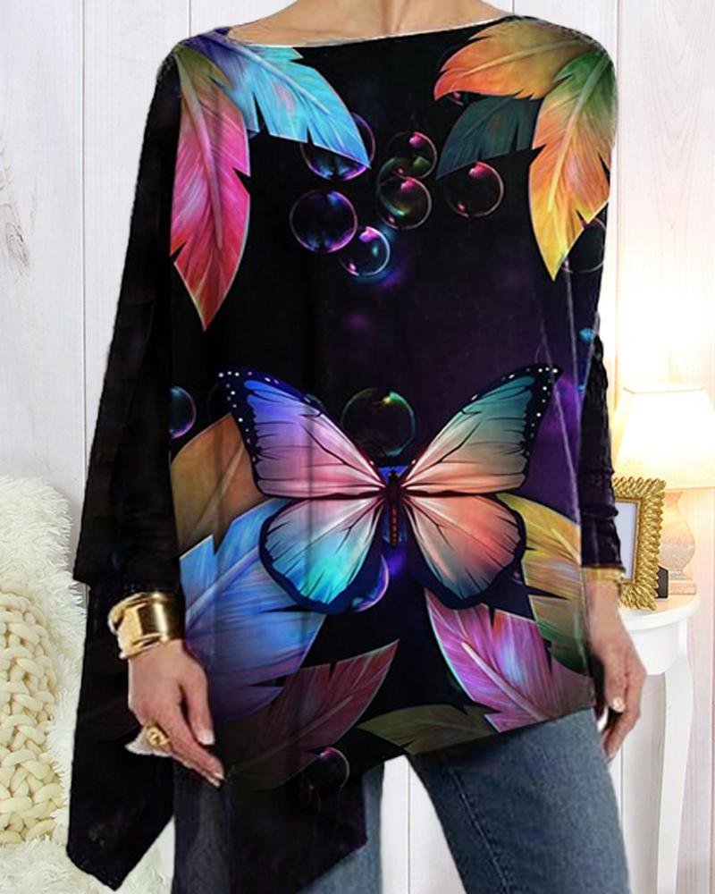 Women Butterfly Pattern Comfortable Top