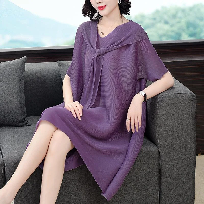 Women's new fashionable pleated hooded dress