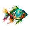 5D DIY Full Round Drill Partial AB Diamond Painting Seafloor Green Fish 45x65cm