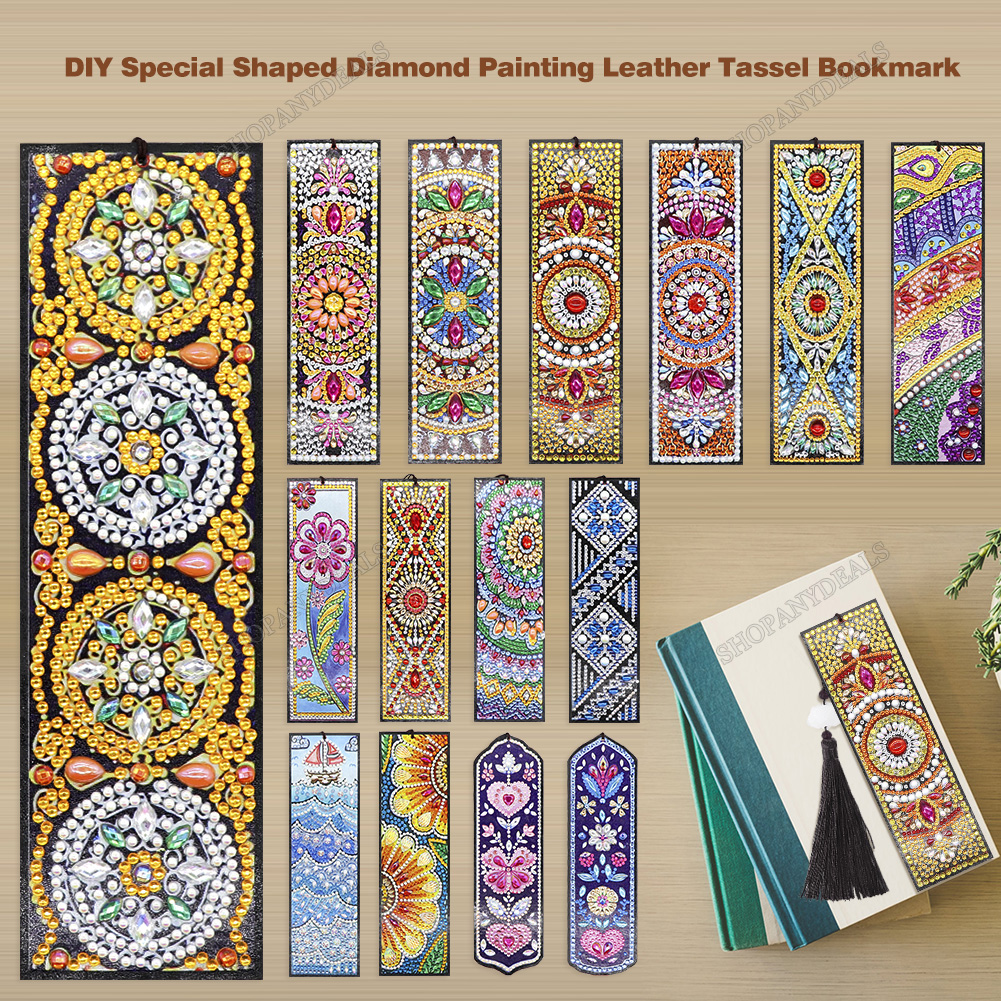 DIY Special Shape Diamond Painting Leather Bookmark Tassel Dolphin Cra