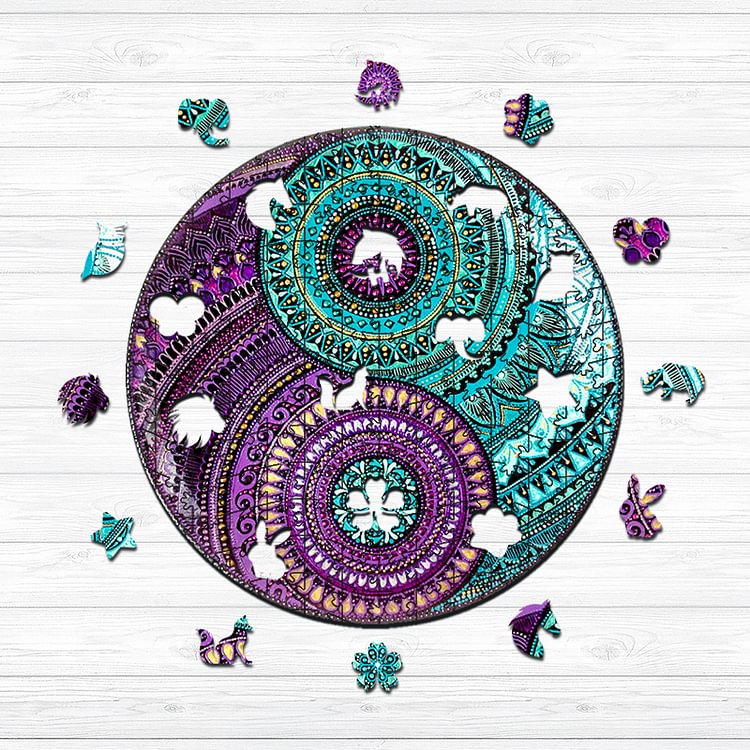 Yin Yang Mandala Wooden Jigsaw Puzzle