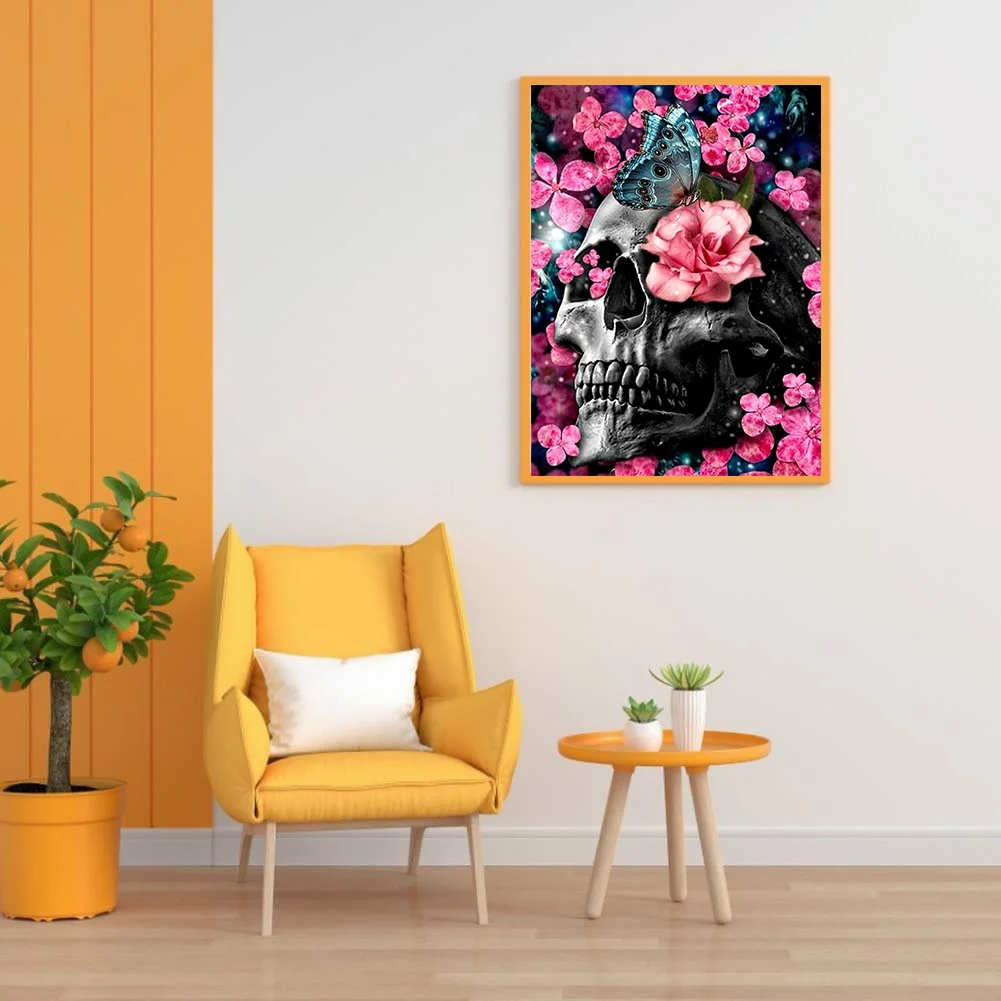 5D Diamond Painting Kit DIY Skull Flower Full Round Drill Picture (HJ613)