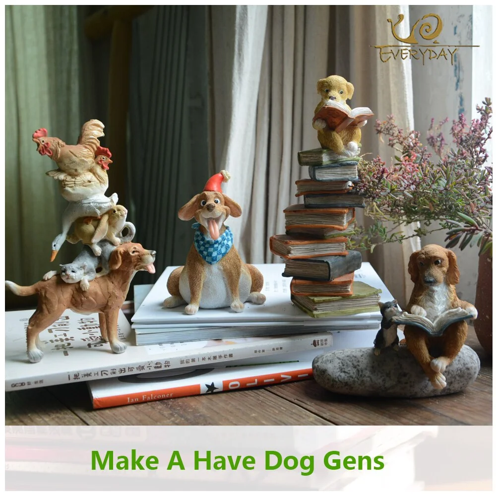 Everyday Collection Dog Miniature Home Decoration Accessories Fairy Garden Animal Figurines Resin Crafts Car Decor Birthday Gift