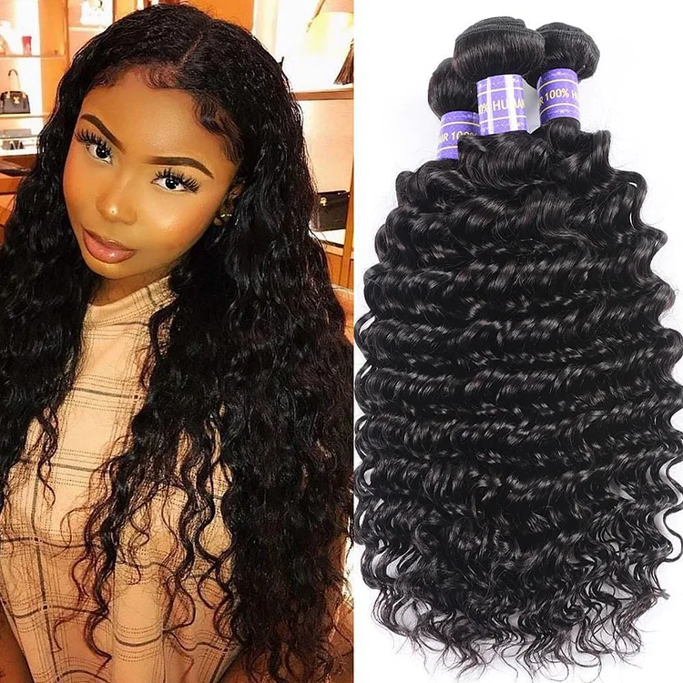 Remy Hair Brazilian Deep Wave Hair Bundles 3pcs/lot, Human Virgin Hair Weaves Youth Series