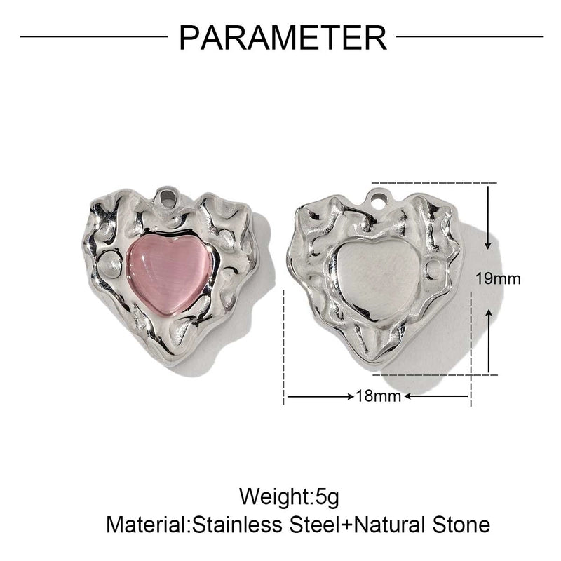 3 PCS/Package 18*19mm 201 Stainless Steel Natural Stone 18K Gold Plated Square Rhombus Polished Jewelry Accessories Pendant