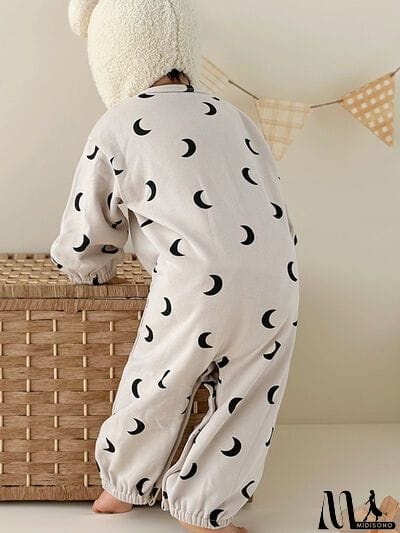 MidiSono - Printed Button Up Dropped Shoulder Jumpsuit