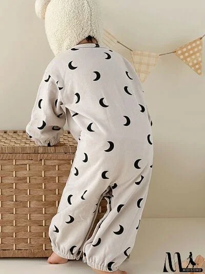 MidiSono - Printed Button Up Dropped Shoulder Jumpsuit