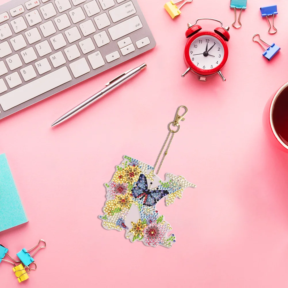 DIY K Diamond Art Key Rings Lettter Keychain Supplies Gift for Kids(Double Sided)