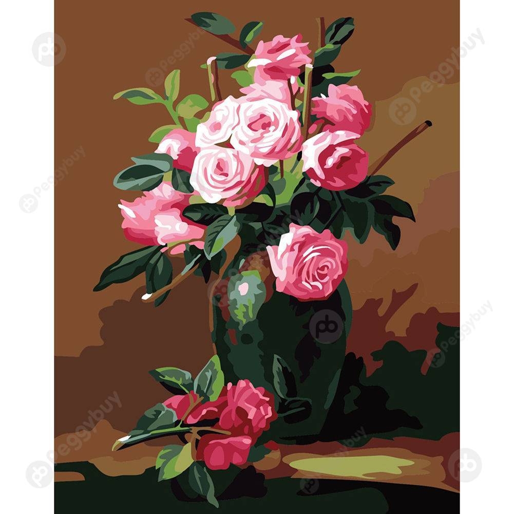 

40*50CM Paint By Numbers-Chinese Rose, 501 Original