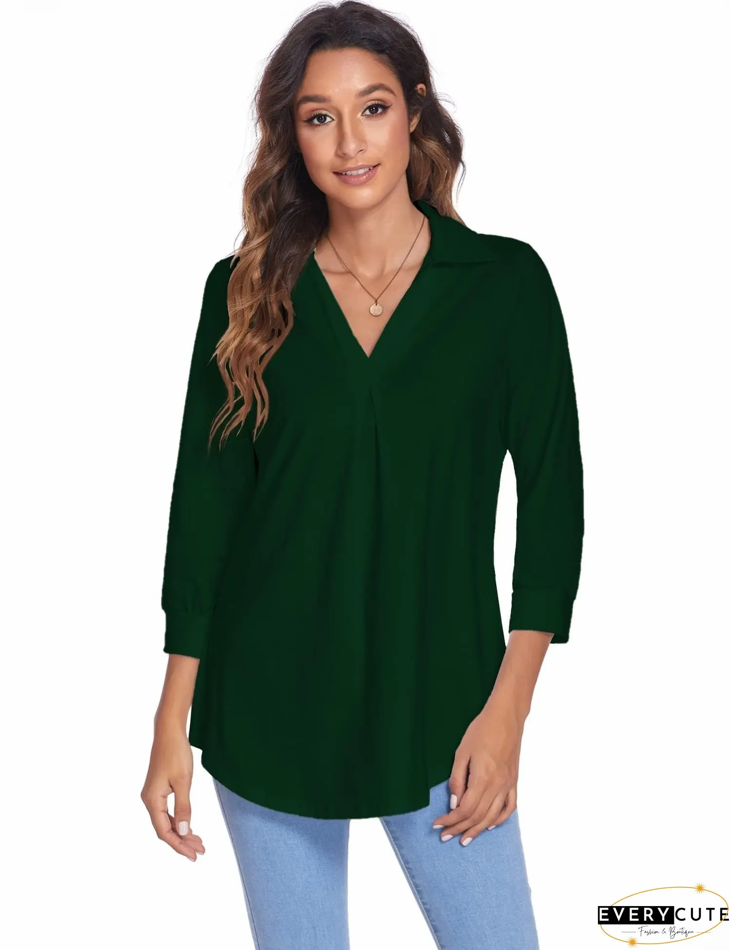 Plus Size V Neck Blouse