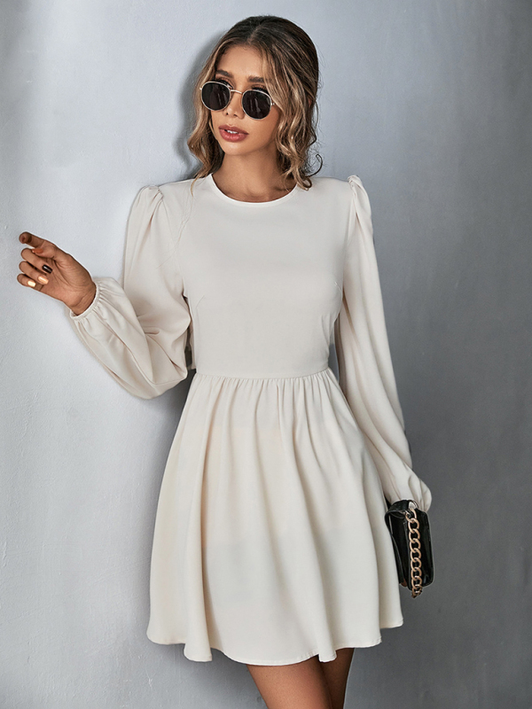 Mature Women Casual Summer Woven Waist A-line Skirt Sexy Backless Dress