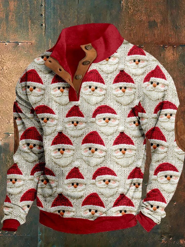 Men's Vintage Christmas Santa Claus Embroidered Cozy Sweatshirt