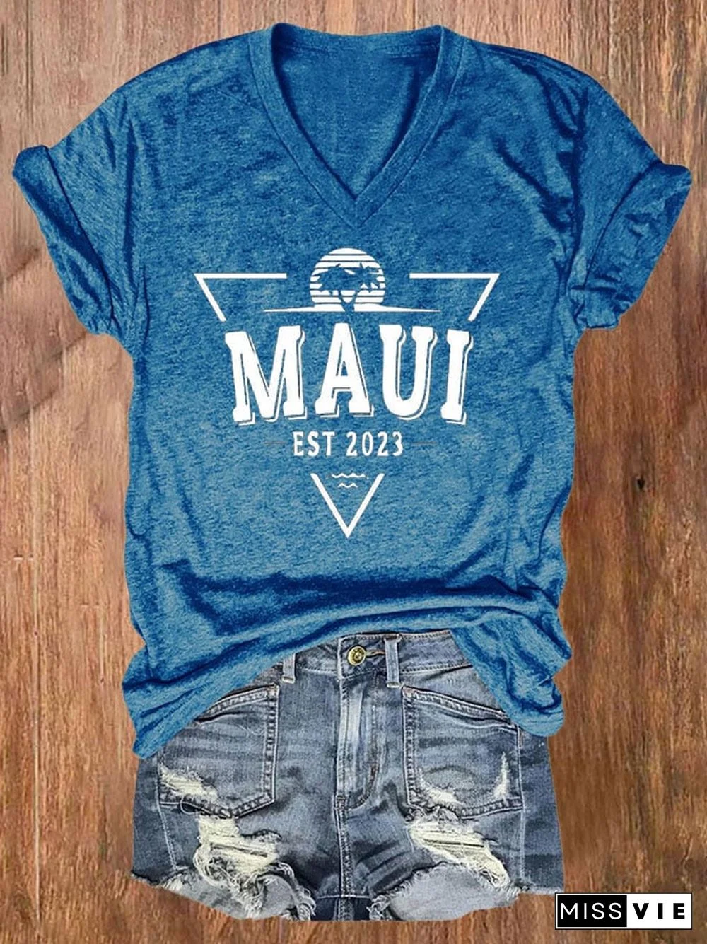 Women's Casual Maui Est 203 Print Short Sleeve T-Shirt