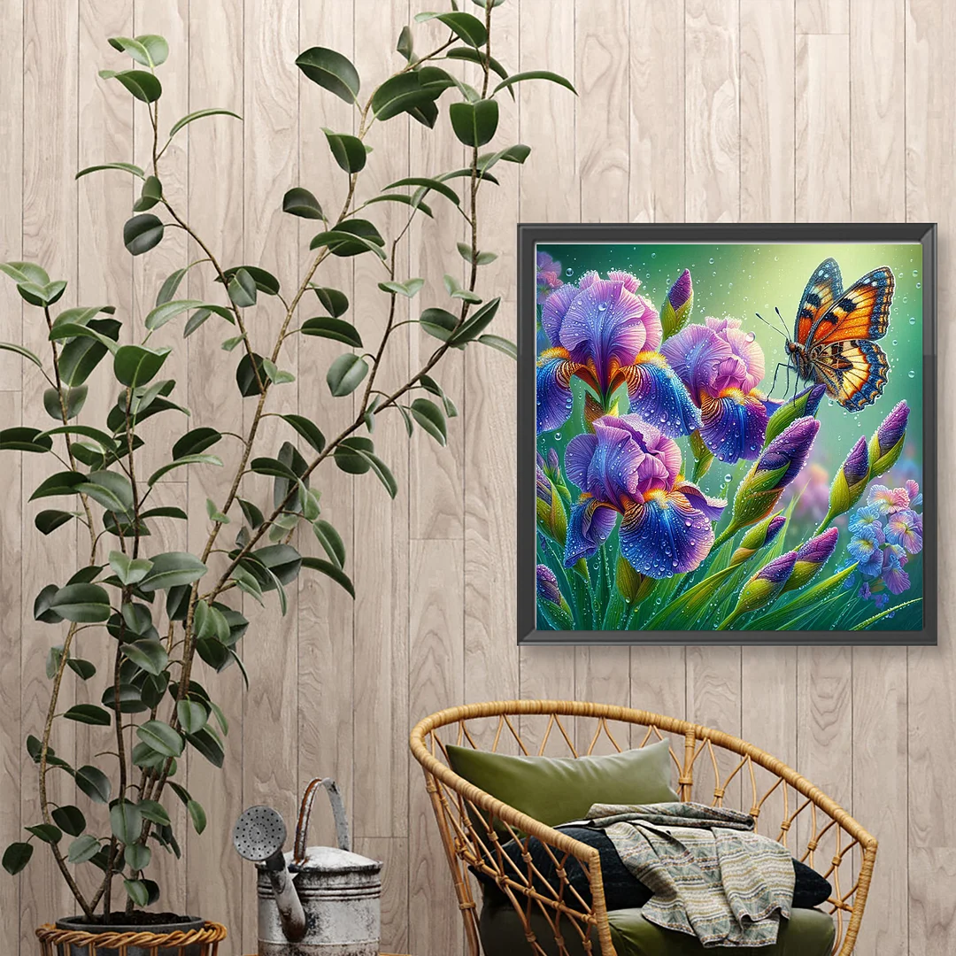 Diamond Painting - Full Round Drill - Butterfly Flower(Canvas|30*30cm)