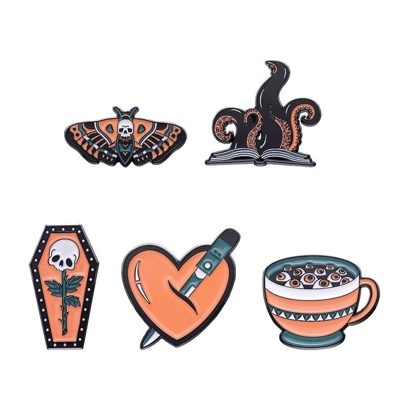 Ethnic Style Pin Heart Shape Butterfly Skull Alloy Stoving Varnish Unisex Brooches