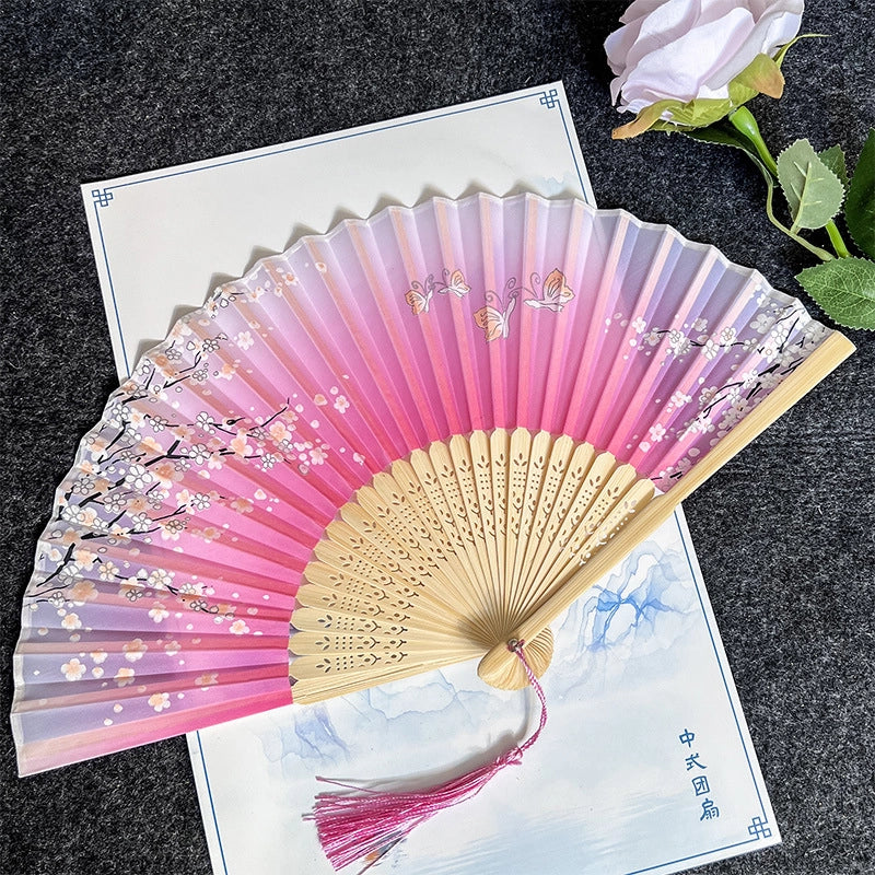 Antique Fan Folding Fan Men’s And Women’s Classical Dancing Fan Ancient Costume Performance Photography Hanfu Props Chinese Style Handmade Folding Fan