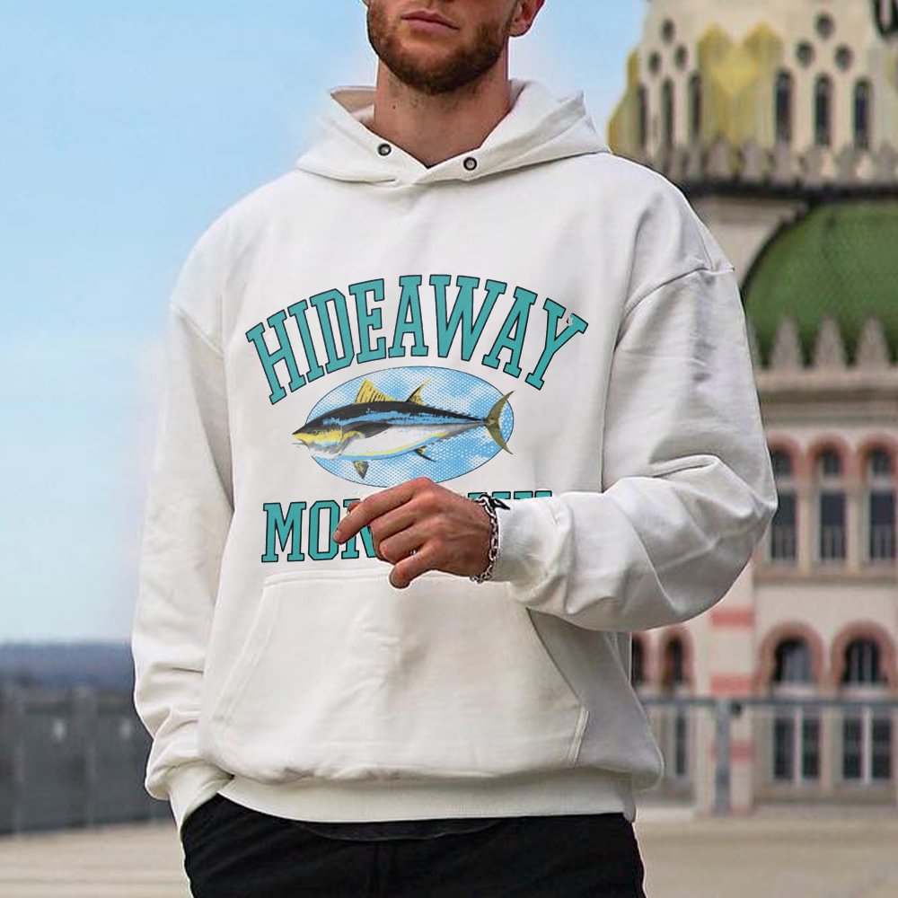 'Hideaway, Montauk' Print Plus Size Men's Sweatshirt