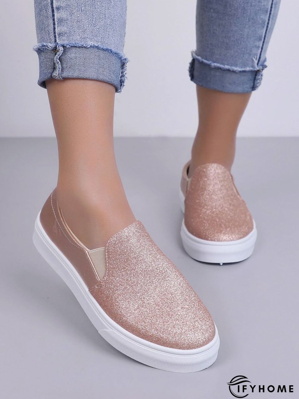 Glitter Split Joint Slip On Casual Shoes | IFYHOME