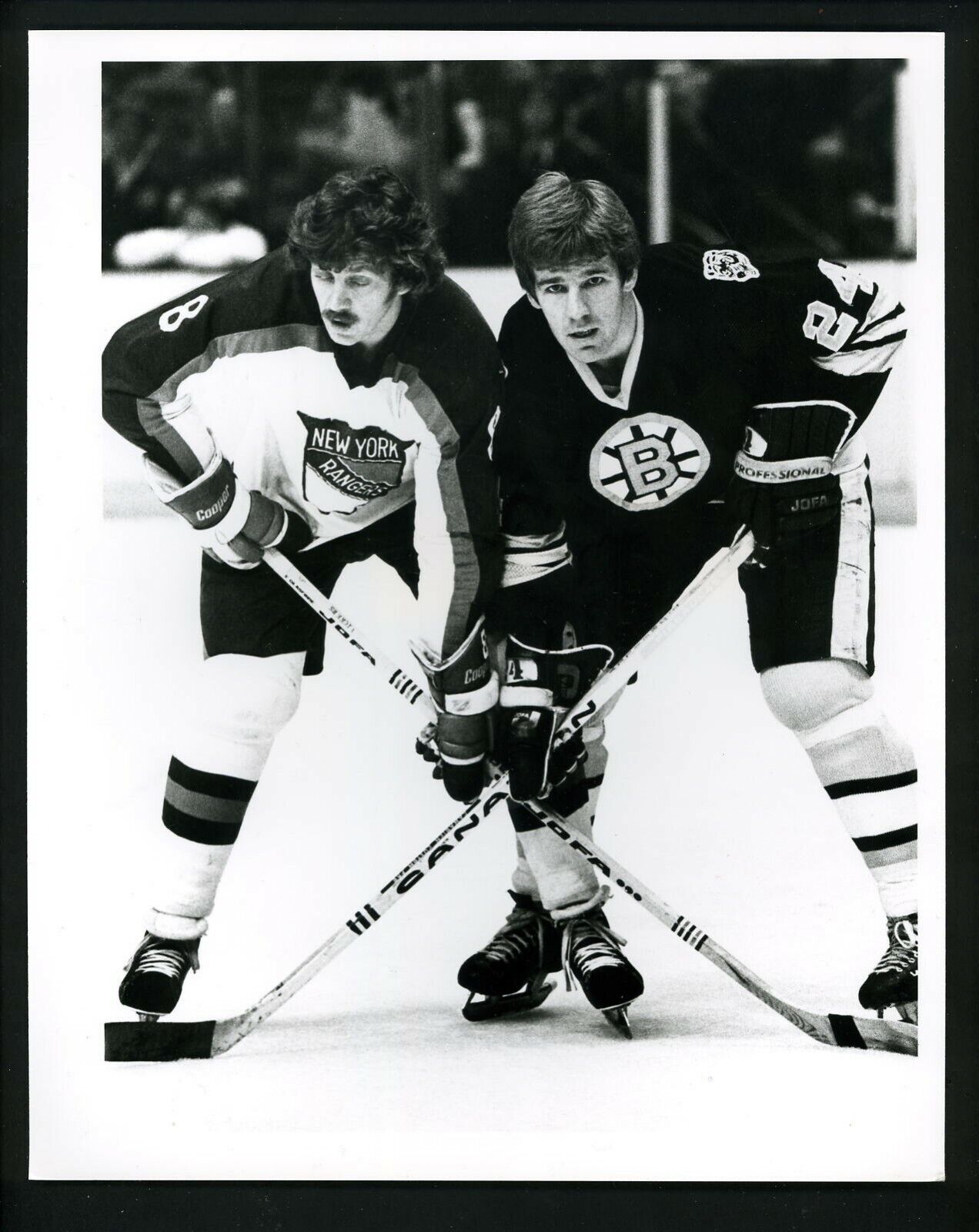 Terry O'Reilly & Steve Vickers circa 1970's Press Photo Poster painting Boston Bruins Rangers