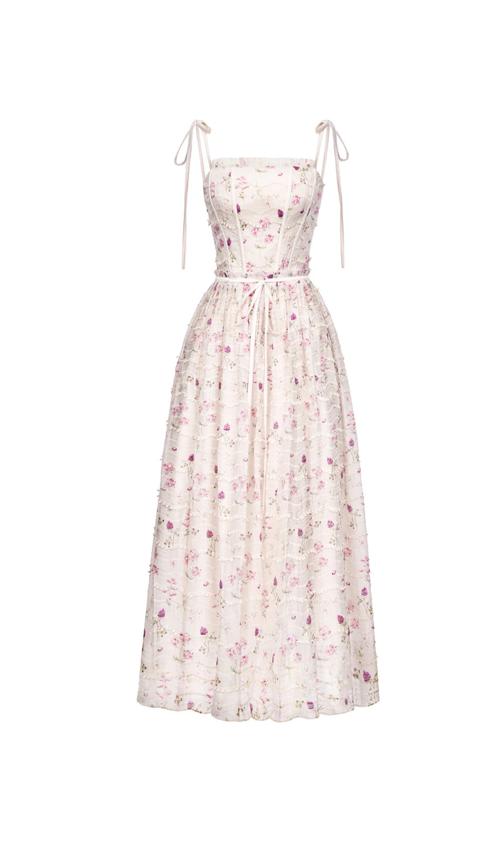 floral print a-line square neck maxi dress