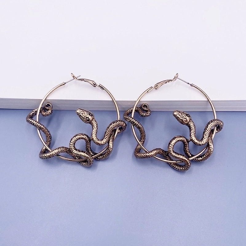 1 Pair Gothic Retro Snake Plating Alloy Gold Plated Silver Plated Hoop Earrings
