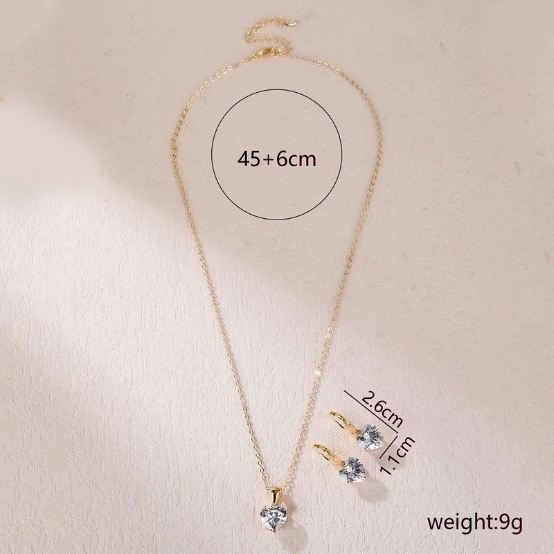 Luxurious Minimalist Heart Shape 304 Stainless Steel Zircon Gold Plated Plating Inlay Necklace