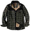 Men's Thicken Plaid Shirt Fleece-Lined Plus Size Windproof Hooded Jacket Coat