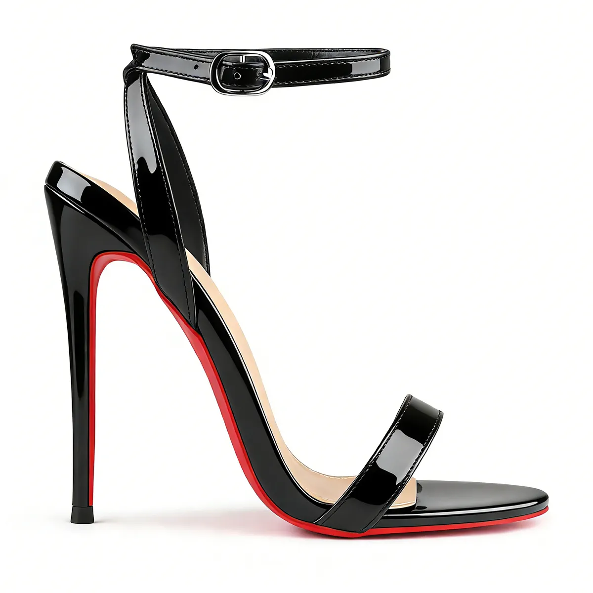 100mm/120mm Women's Sandals Round Open Toe Red Bottom Ankle Straps Pumps