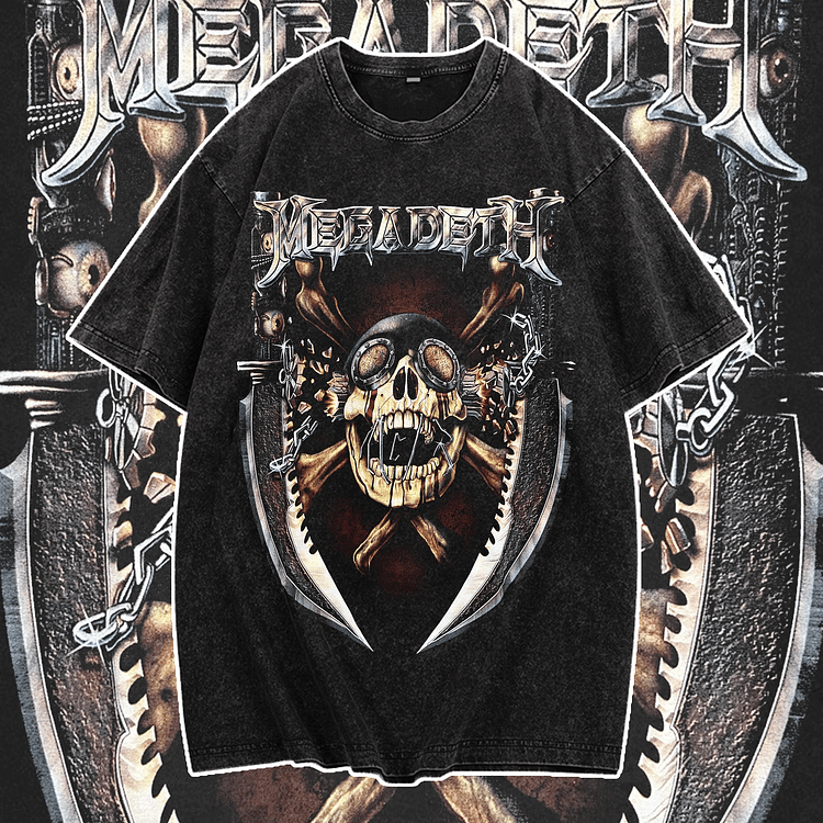 Davidhawaii100% Cotton Casual Retro Rock Street Skull Double-Sided T-Shirt - 100% Cotton