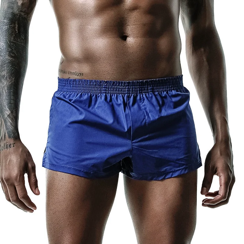 Aonga Cotton Built-In Pouch Arrow Pants Cotton Men's Boxer Briefs Summer Home Breathable Home Pants Loose Shorts