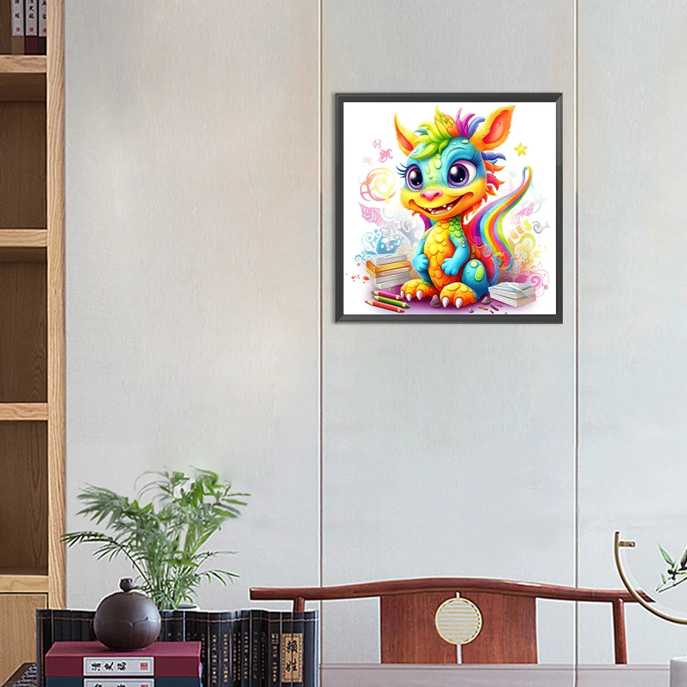 Full Round Diamond Painting 30*30cm - Colorful Little Dinosaur