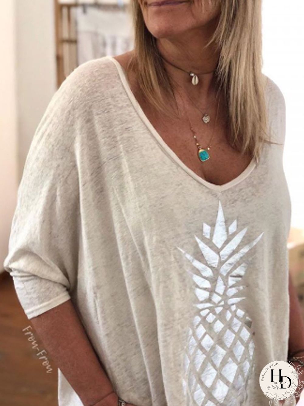 White Cotton Half Sleeve T-shirt